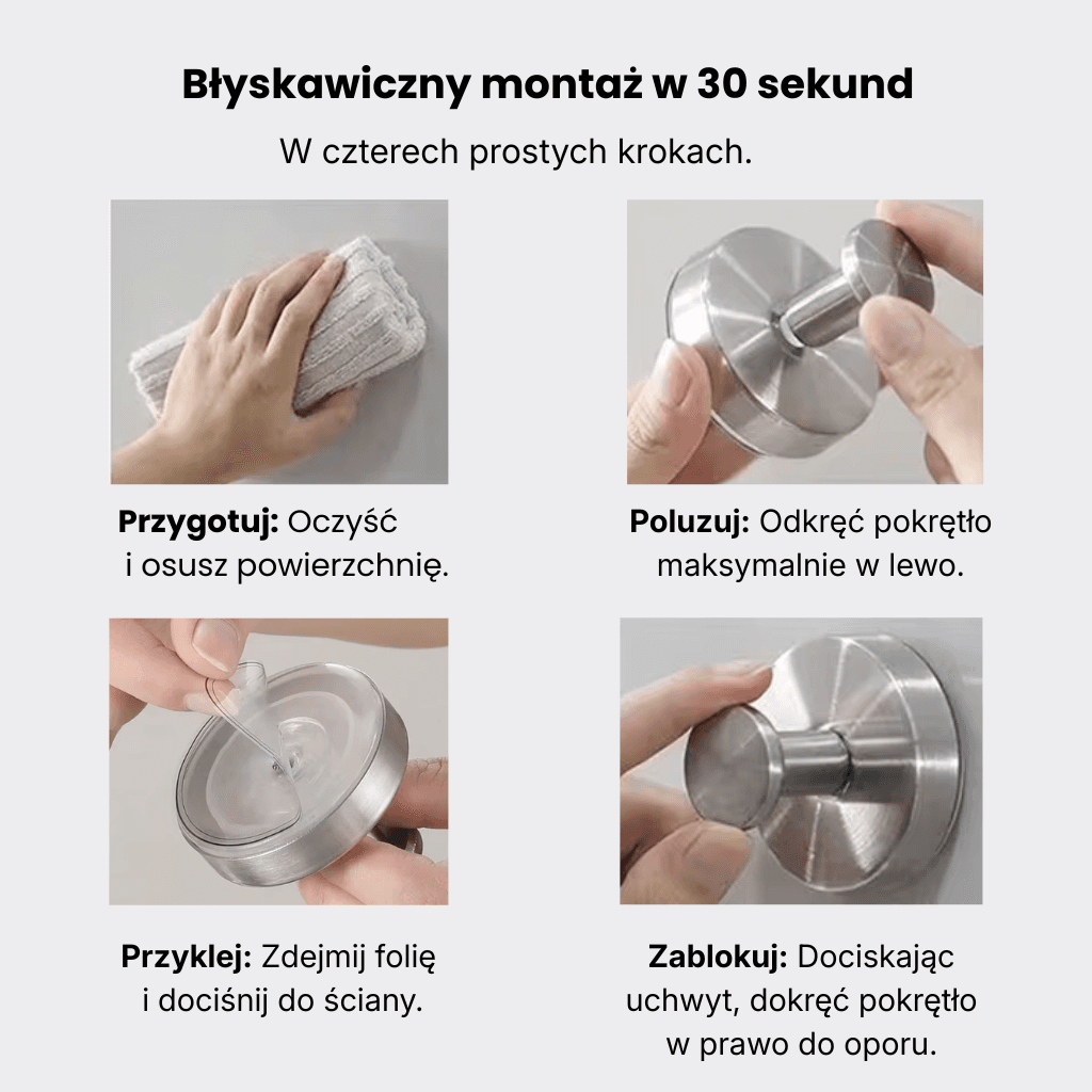 Mocny haczyk przyssawkowy bez wiercenia do ręczników 🪝
