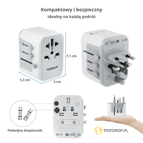 Uniwersalna Ładowarka Podróżna z portami USB, Wszystko w Jednym dla całego świata 🌍