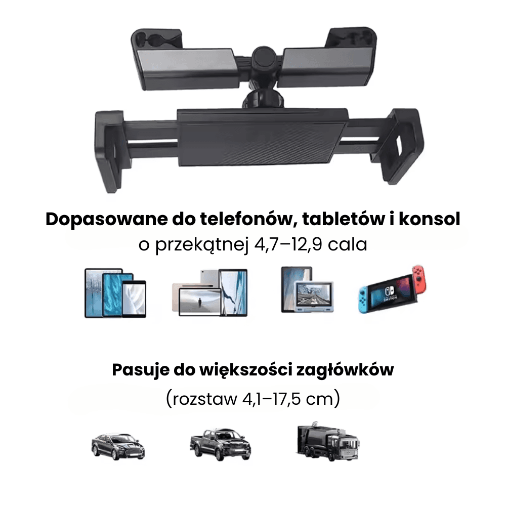 Uniwersalny Teleskopowy Uchwyt Samochodowy 4.7-12.9 Cali, Łatwy Montaż 🚗