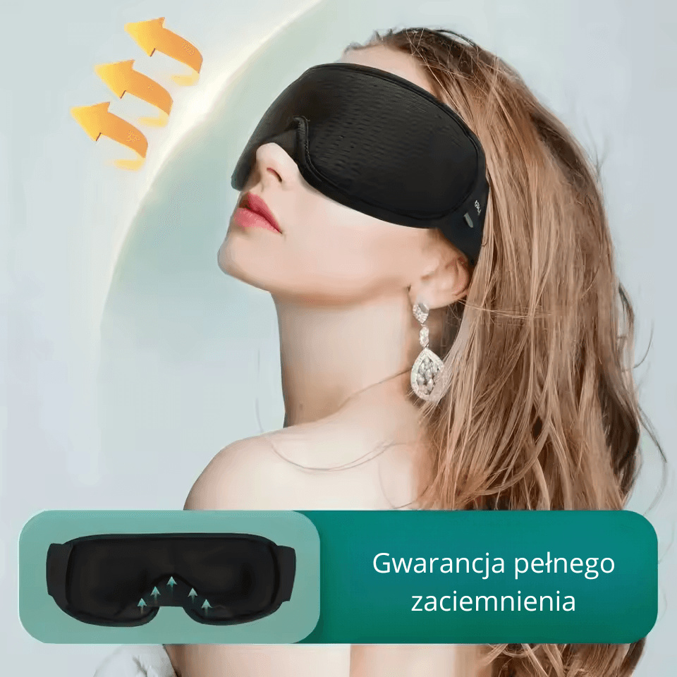 Maska do snu 3D, blokująca światło, miękko wyściełana, na oczy 🌙