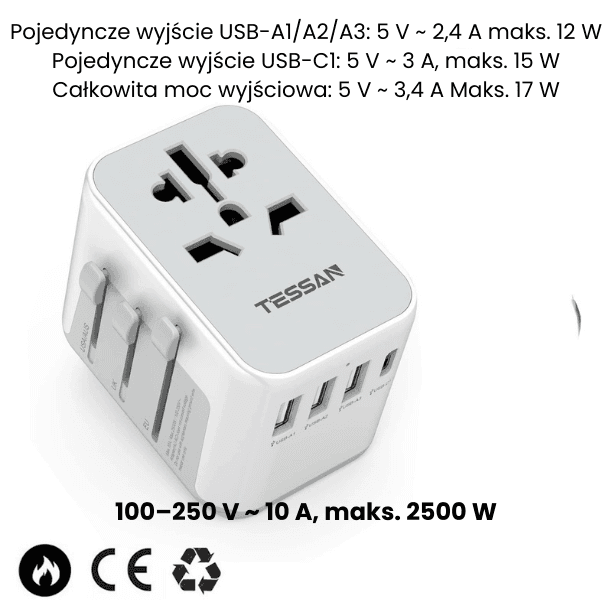 Uniwersalna Ładowarka Podróżna z portami USB, Wszystko w Jednym dla całego świata 🌍